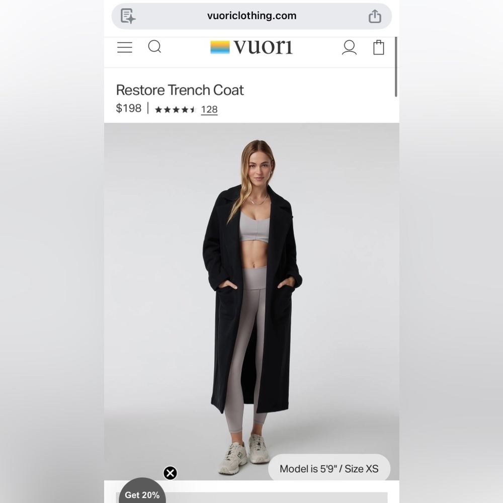 BNWT Vuori Restore trench coat in black Small
